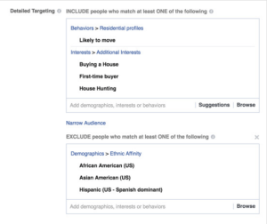 Screenshot of ProPublica ad that excludes ethnic minorities